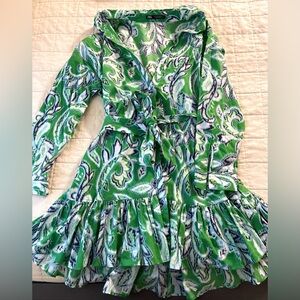 Mini ruffle, button up dress. Great conditon.